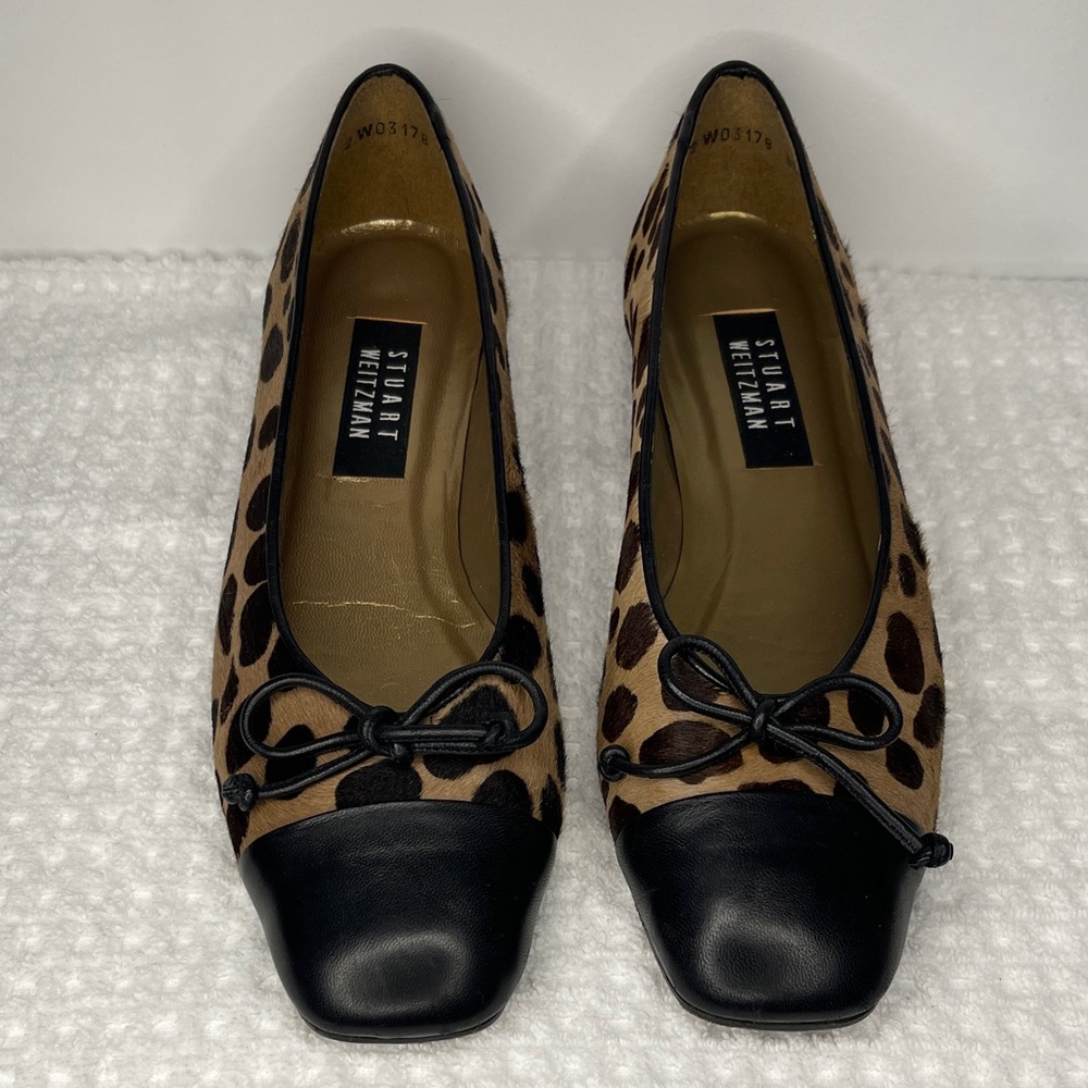Stuart Weitzman Black and Brown Leopard calf hair shoes size 8.5 B